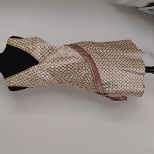 Max Studio Brown, Yellow And Blue Polka Dot Sleeveless Drop Waist Dress